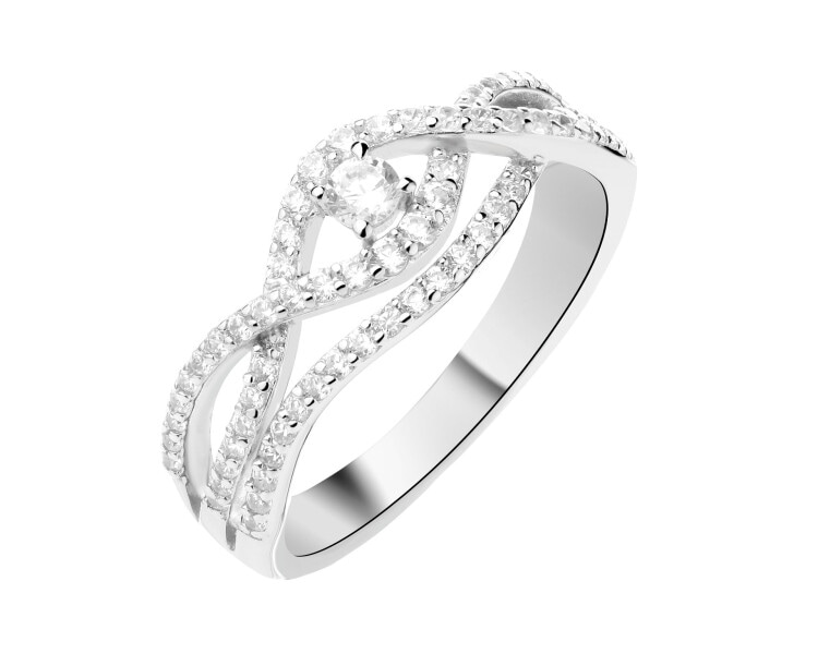 Stříbrný prsten se zirkony