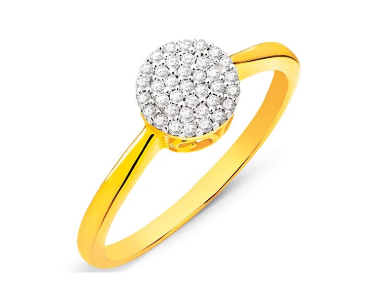 Prsten ze žlutého zlata s diamanty 0,12 ct - ryzost 585