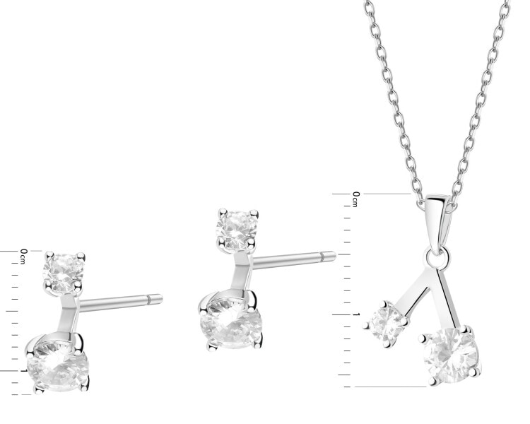 Srebrne kolczyki i zawieszka z cyrkoniami - komplet