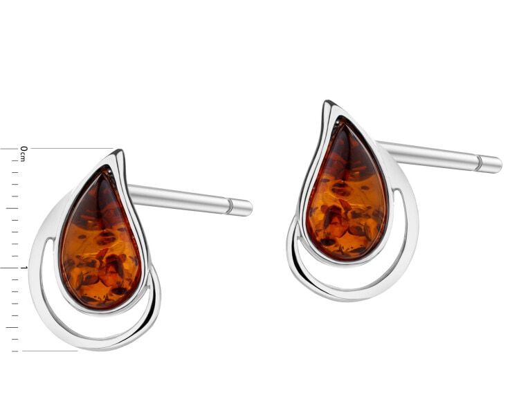 Kolczyki srebrne z bursztynem