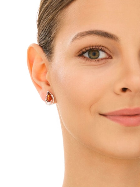 Kolczyki srebrne z bursztynem