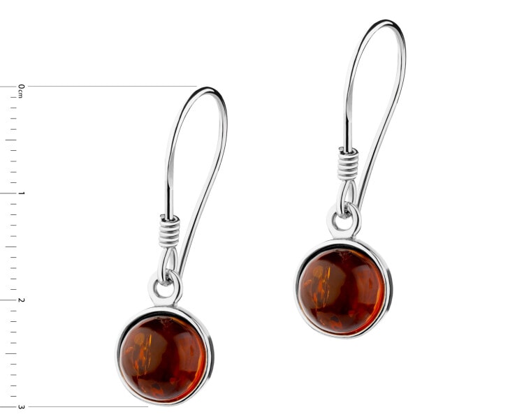 Kolczyki srebrne z bursztynem - kulki