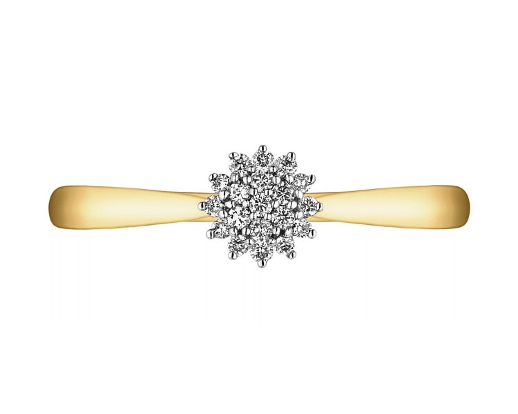 Yellow gold ring with brilliants - 0,10 ct - fineness 14 K