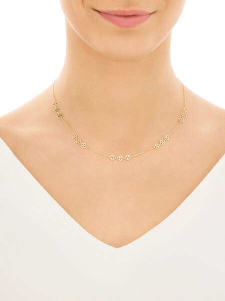 Złoty naszyjnik z emalią - kwiaty