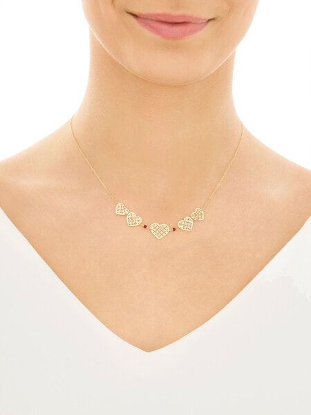 Złoty naszyjnik z cyrkoniami - serca