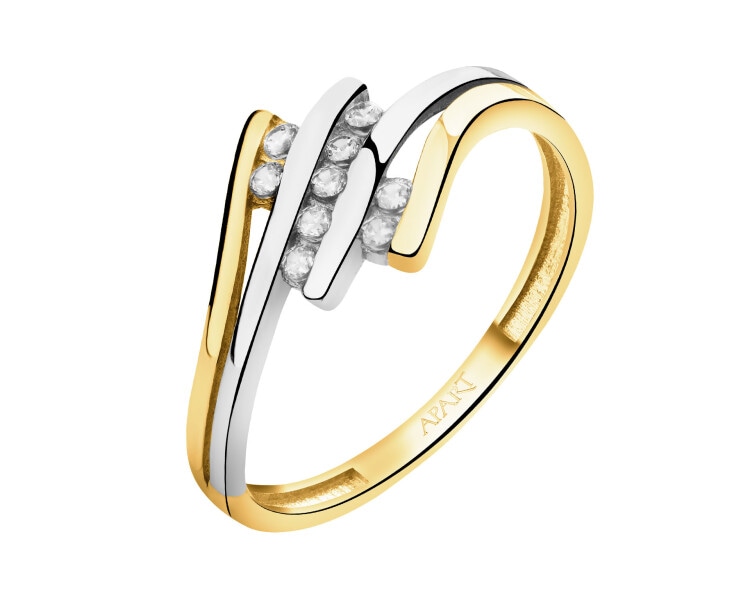 Złoty pierścionek z cyrkoniami