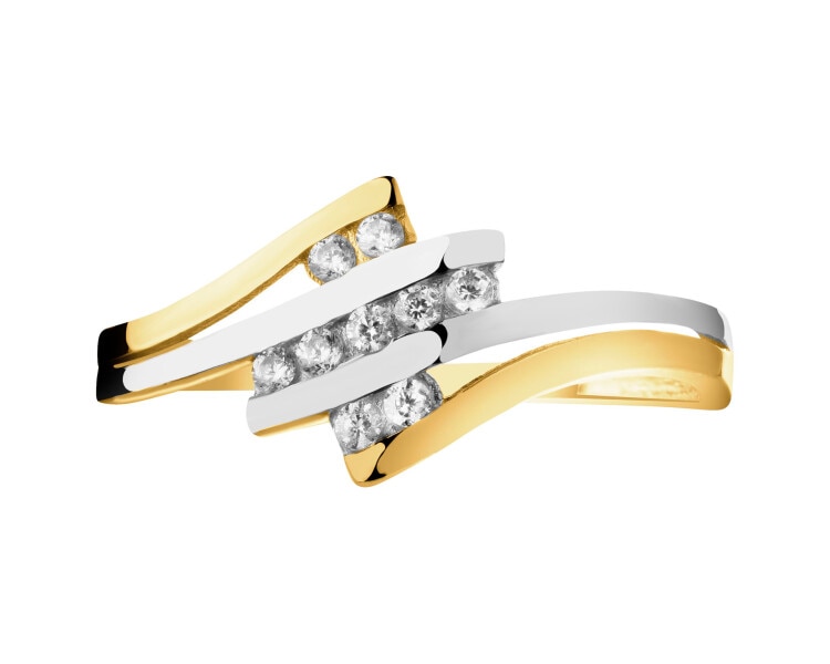 Złoty pierścionek z cyrkoniami