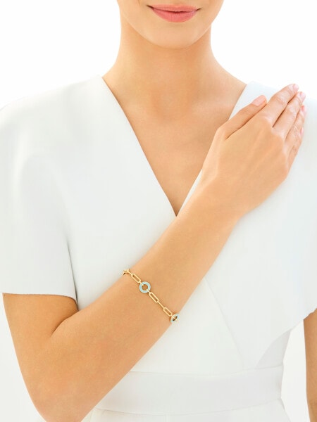 Złota bransoletka z emalią - paper clip