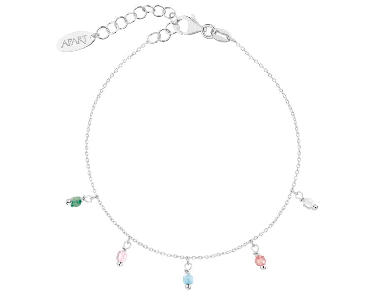 Stříbrný náramek na kotník, zirkony