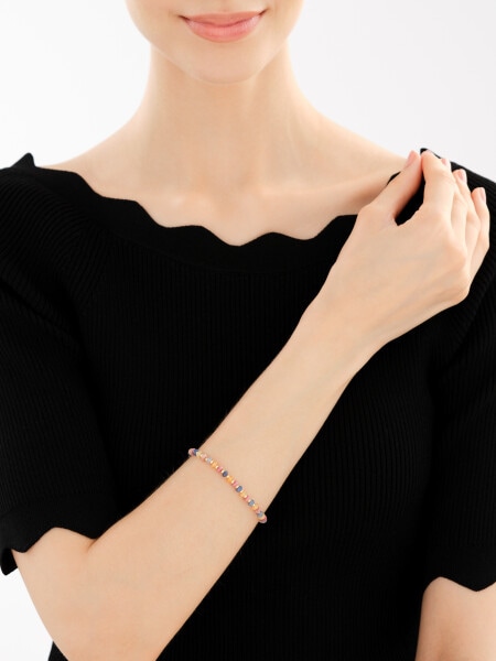 Bransoletka z mosiądzu pozłacana z awenturynami i rhodonitami