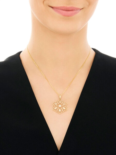 Złota zawieszka z cyrkoniami - rozeta