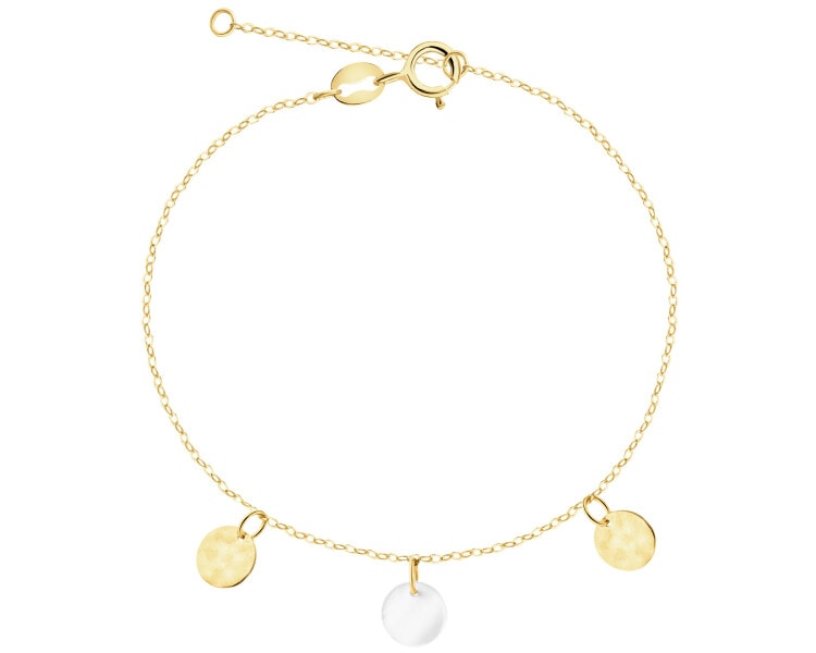 Złota bransoletka z masą perłową - koła