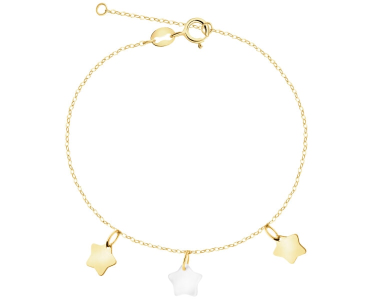 Złota bransoletka z masą perłową - gwiazdy