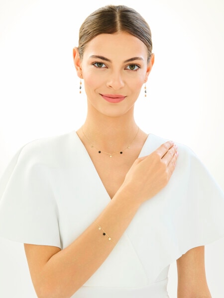 Złoty naszyjnik z onyksami syntetycznymi - gwiazdy