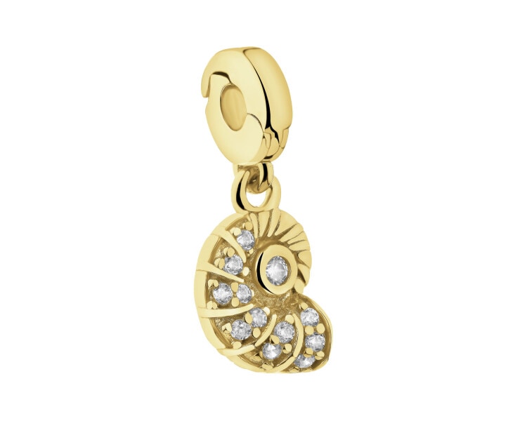Zawieszka srebrna new charms z cyrkoniami - muszla