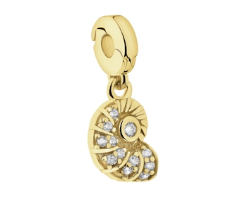 Zawieszka srebrna new charms z cyrkoniami - muszla