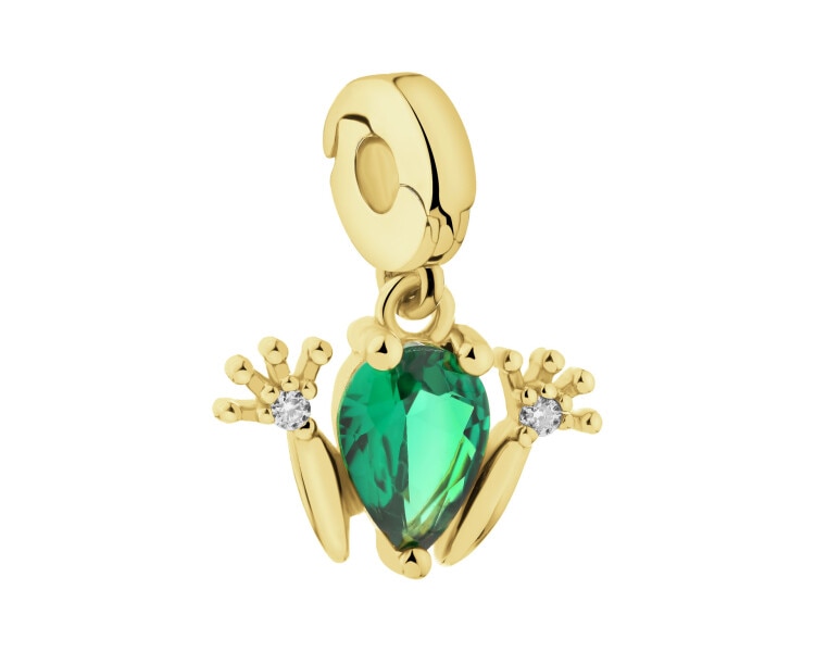 Pozlacený stříbrný přívěsek New Charms se zirkony - žába