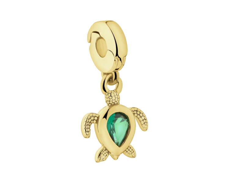 Zawieszka srebrna new charms z cyrkonią - żółw