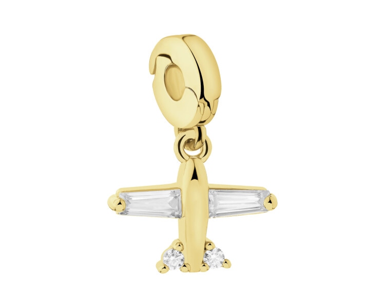 Zawieszka srebrna new charms z cyrkoniami - samolot