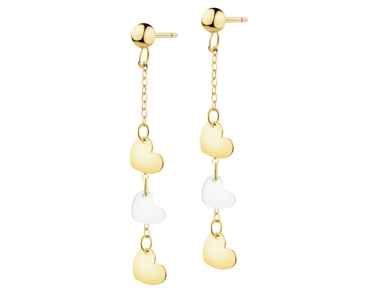 Złote kolczyki z masą perłową - serca