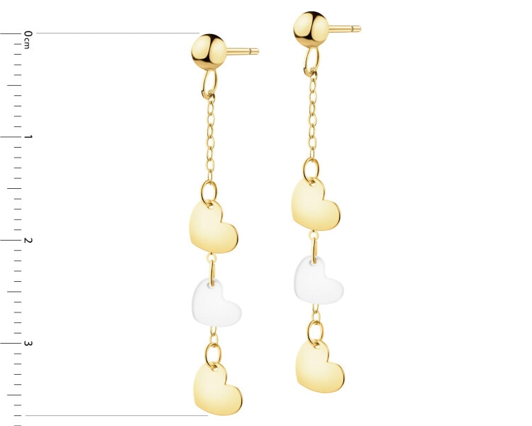 Złote kolczyki z masą perłową - serca