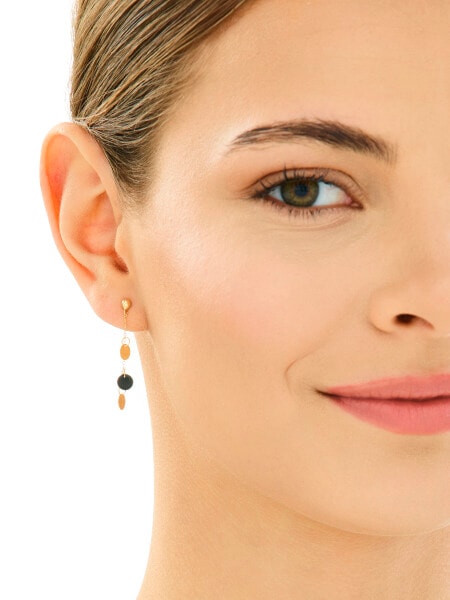 Zlaté náušnice se syntetickými onyxy