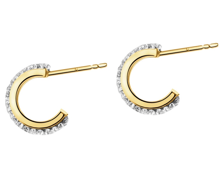 9 K Yellow Gold Earrings with Glass
