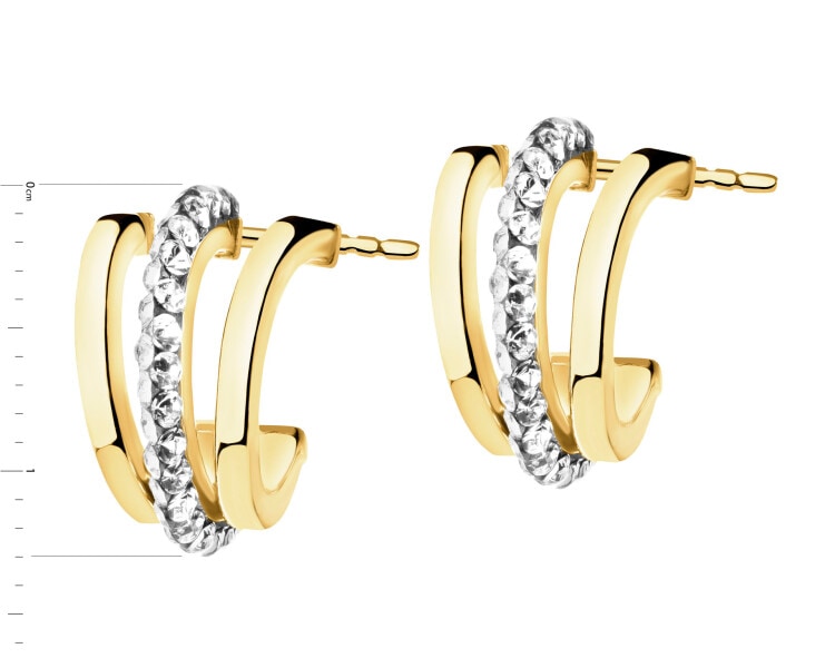 9 K Yellow Gold Earrings with Glass