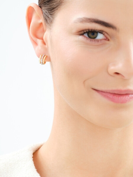 9 K Yellow Gold Earrings with Glass