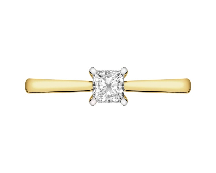 Pierścionek z żółtego złota z diamentem laboratoryjnym - 0,31 ct - próba 585
