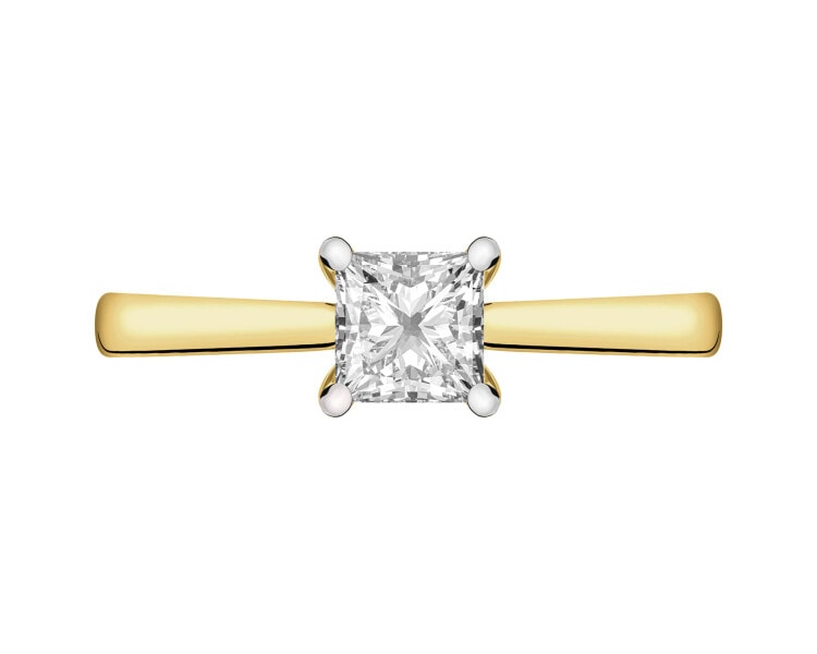 Pierścionek z żółtego złota z diamentem laboratoryjnym - 0,52 ct - próba 585