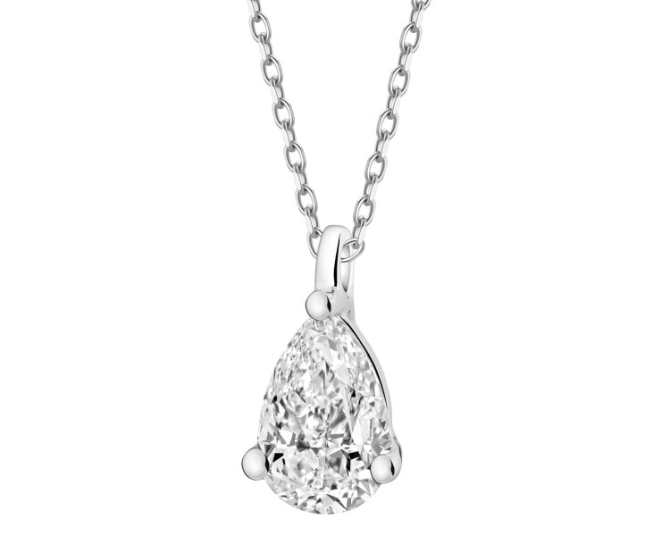 Naszyjnik z białego złota z diamentem laboratoryjnym - 0,42 ct - próba 585
