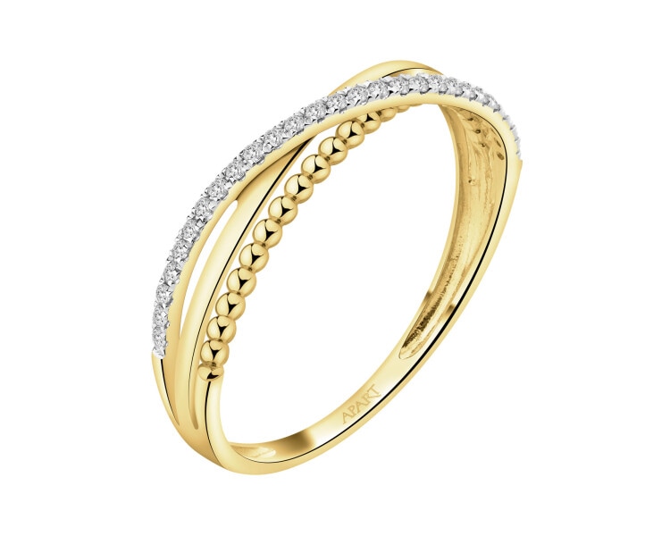 Zlatý prsten s diamanty - 0,08 ct - ryzost 585