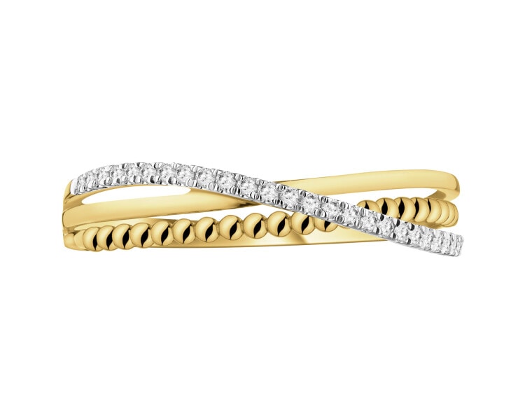 Zlatý prsten s diamanty - 0,08 ct - ryzost 585