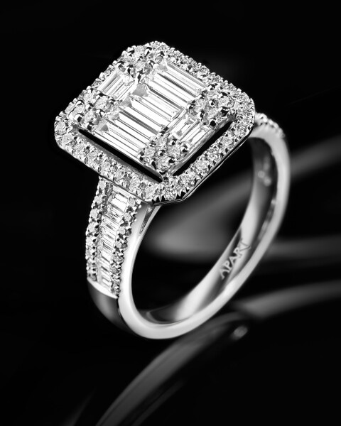 Pierścionek z białego złota z diamentami - 1,18 ct - próba 750