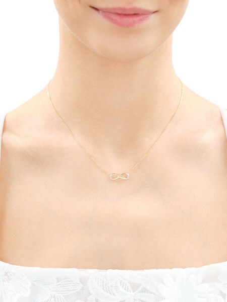 Naszyjnik z żółtego złota z diamentami - nieskończoność - 0,02 ct - próba 375