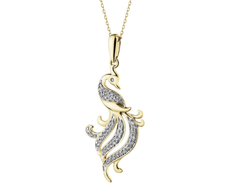 Zlatý přívěsek s diamanty - fénix - 0,15 ct - ryzost 585