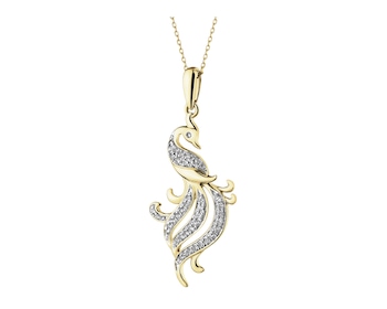 Zawieszka z  żółtego złota z diamentami - feniks - 0,15 ct - próba 585