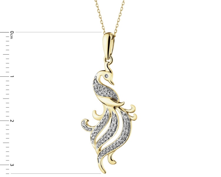 Zlatý přívěsek s diamanty - fénix - 0,15 ct - ryzost 585