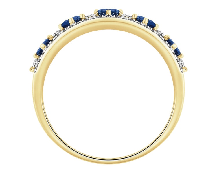 Zlatý prsten s diamanty a safíry - ryzost 585