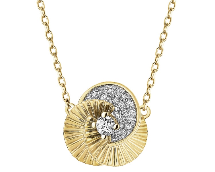 Zlatý náhrdelník s diamanty - květ - 0,13 ct - ryzost 585