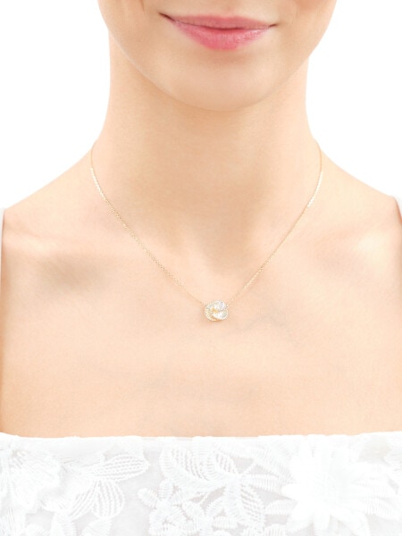 Zlatý náhrdelník s diamanty - květ - 0,13 ct - ryzost 585