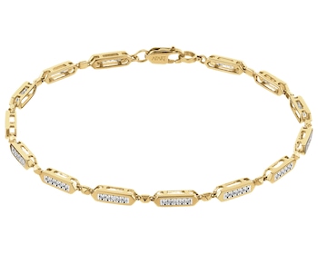 Bransoletka z żółtego złota z diamentami - 18 cm - 0,28 ct - próba 585