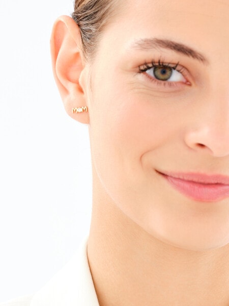 Złote kolczyki z cyrkoniami - mama