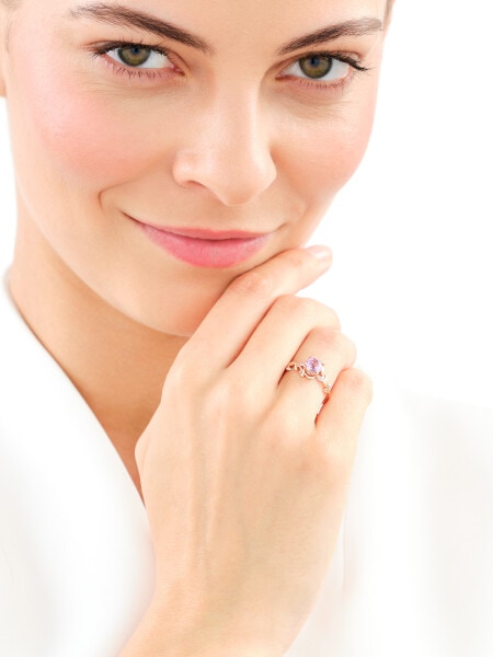 9 K Rhodium Plated Rose Gold Ring - fineness 14 K