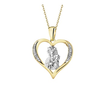 Zawieszka z żółtego złota z diamentami - medalik Matka Boska Częstochowska - 0,02 ct - próba 585