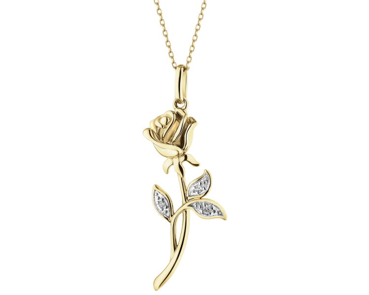 Zlatý přívěsek s diamanty - růže, květ - 0,01 ct - ryzost 585