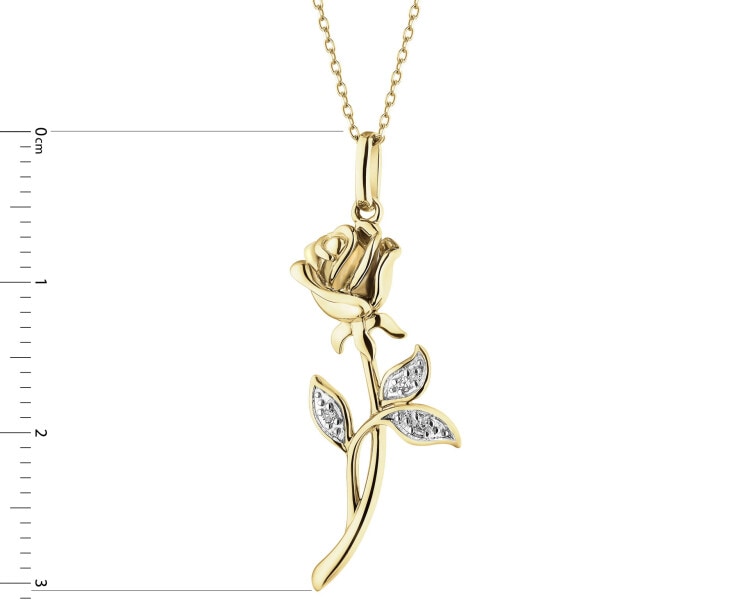 Zlatý přívěsek s diamanty - růže, květ - 0,01 ct - ryzost 585