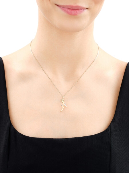 Zlatý přívěsek s diamanty - růže, květ - 0,01 ct - ryzost 585