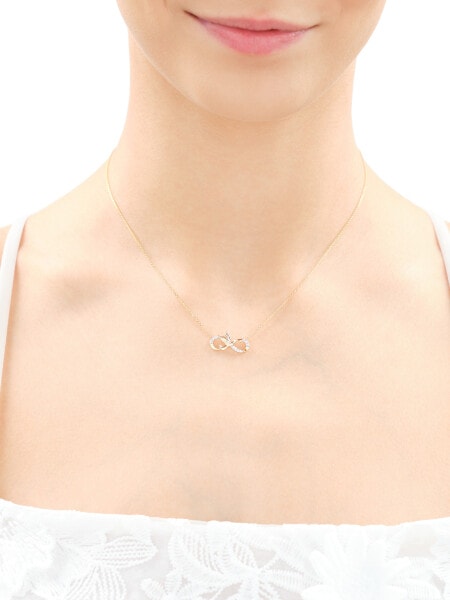 Zlatý náhrdelník s diamanty - nekonečno, kolibřík - 0,05 ct - ryzost 585